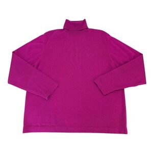 Urban Wool‎ Pure New Wool Fuchsia Turtleneck Sweater XL Old Money Minimalist